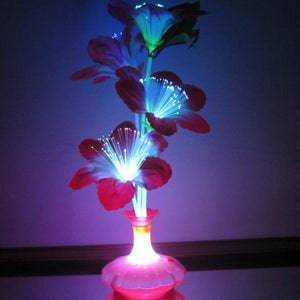 Drop Shipping 1PC Decoration Stage Fiber Flower Kapok Vase Optical Fiber LED Lamp Valentine's Day Night Light Home Decor